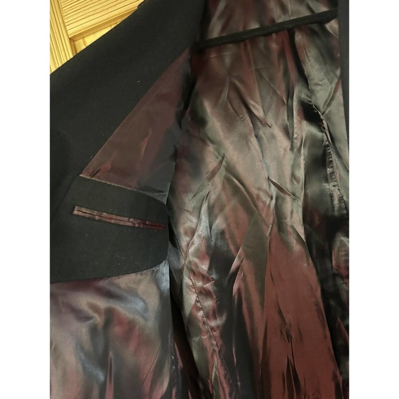 F.R. TRIPLER & CO Wool Blnd Overcoat Black Trench Single Breasted Coat Dress 46R - Picture 10 of 16